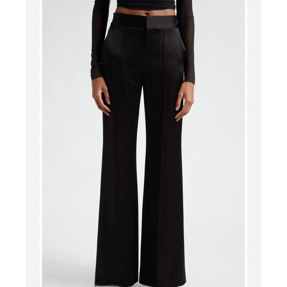 Alice + Olivia Black Wide Leg Wide Waistband Trousers Pants 12 79-168-074 181